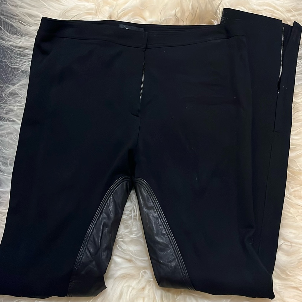 Theory Fixture Black Pants With Leather And Zippered Bottoms Size 4